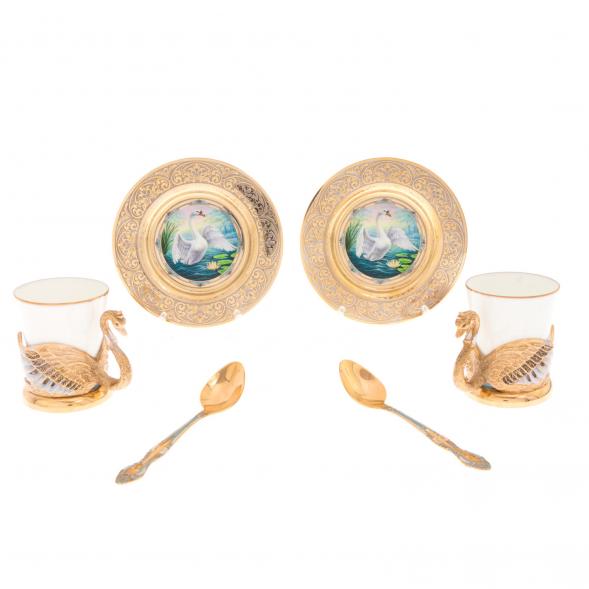 Кофейный набор &amp;quot;Белый лебедь&amp;quot; на 2 персоны 80 мл фарфор в подарочной коробке Златоуст 121870