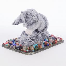 Сувенир  "Медведь большой с рыбой №2" из мрамолита