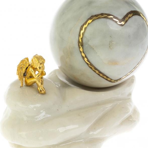 Композиция с шаром &amp;quot;Ангел и сердце&amp;quot; мрамор 128766