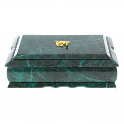 Каменная шкатулка из змеевика 21х13х7,5 см