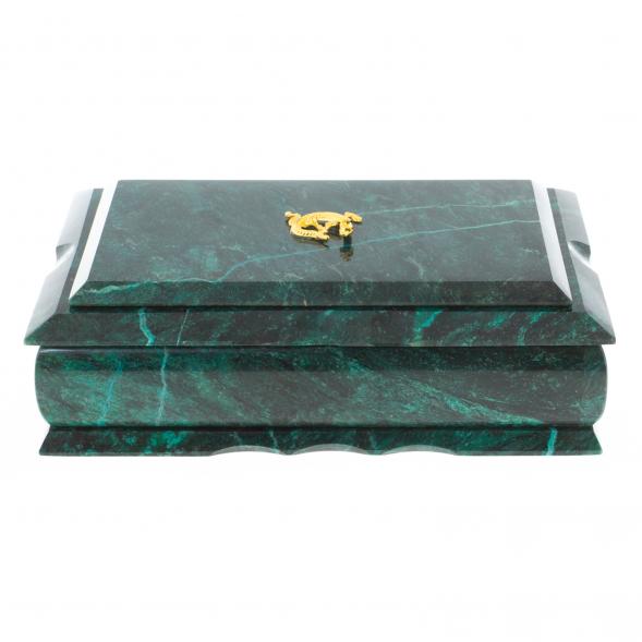 Каменная шкатулка из змеевика 21х13х7,5 см 122326