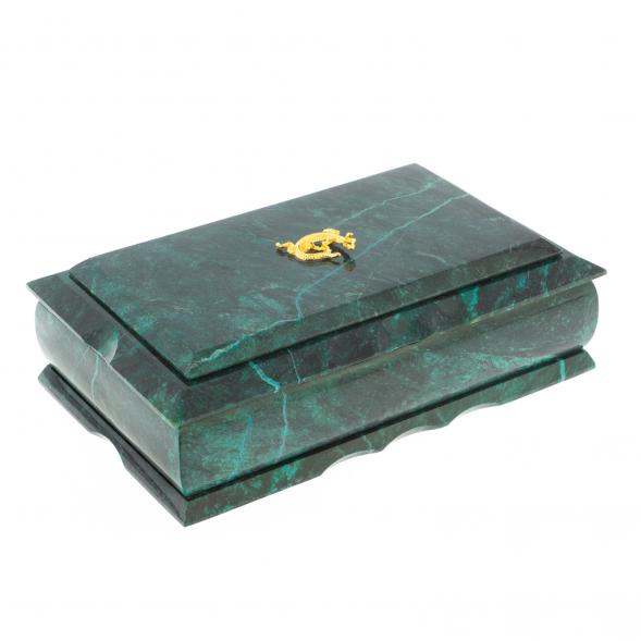 Каменная шкатулка из змеевика 21х13х7,5 см 122326