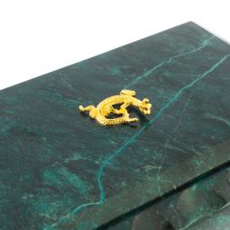 Каменная шкатулка из змеевика 21х13х7,5 см