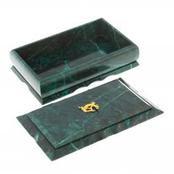 Каменная шкатулка из змеевика 21х13х7,5 см