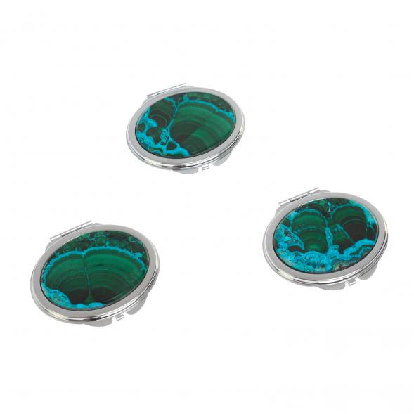 Зеркальце овальное из малахита с хризоколлой цвет серебро 126745