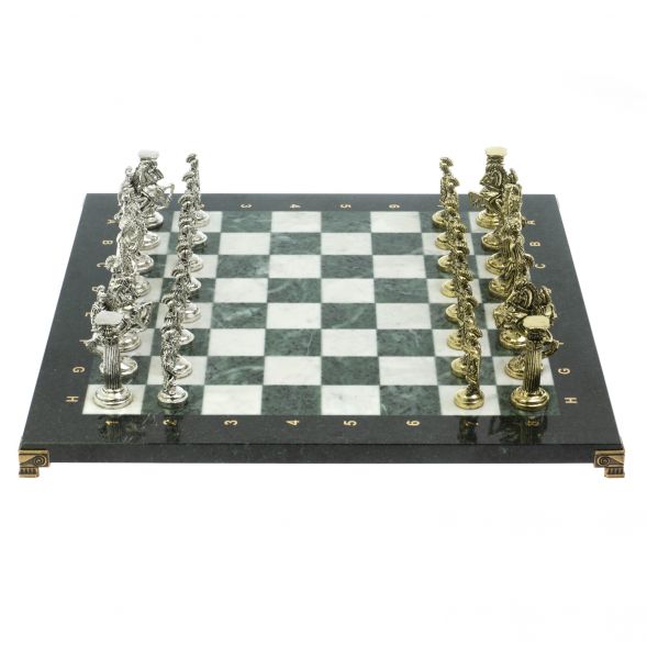 Шахматы &amp;quot;Римские воины&amp;quot; доска 44х44 см из мрамора и змеевика 128235