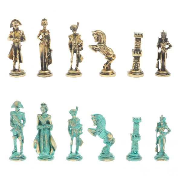 Шахматы &amp;quot;Отечественная война 1812 г. &amp;quot; фигуры бронза / патина 40х40 см мрамор 128396