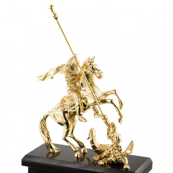 Часы &amp;quot;Георгий Победоносец&amp;quot; камень малахит бронза 120189