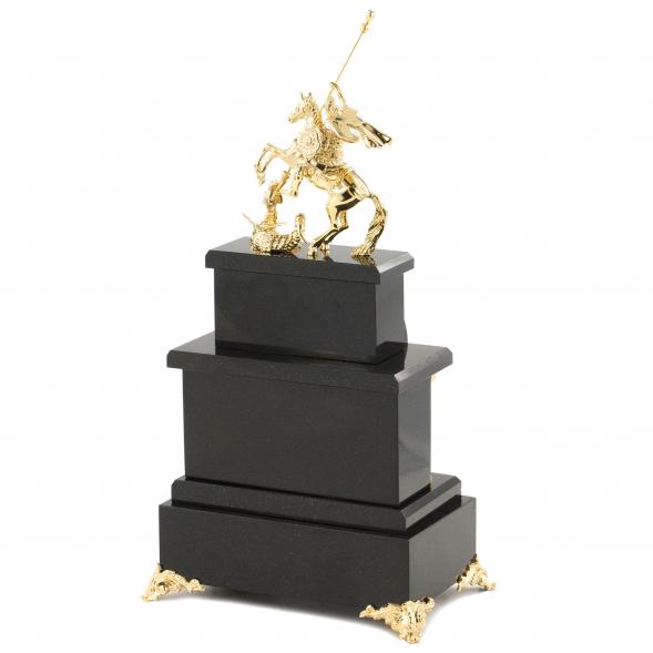 Часы &amp;quot;Георгий Победоносец&amp;quot; камень малахит бронза 120189