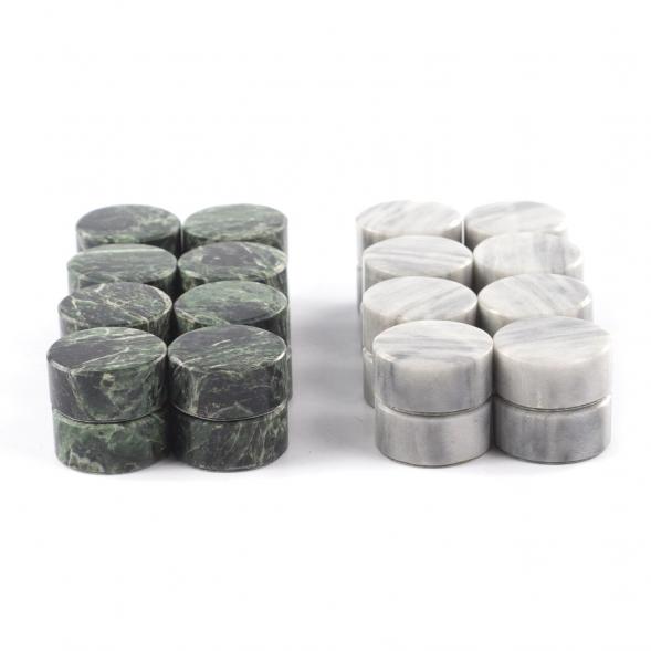 Фишки для игры в нарды шашки 25 мм серый мрамор змеевик 32 штуки 121419