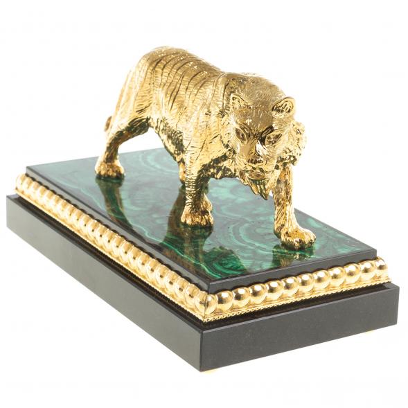 Статуэтка из бронзы &amp;quot;Амурский тигр&amp;quot; камень малахит  Златоуст 122943