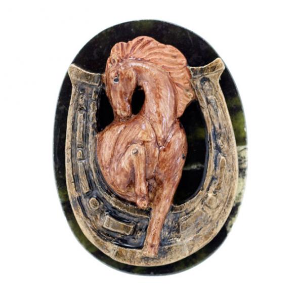 Магнит &amp;quot;Лошадка с подковой&amp;quot; змеевик 116242