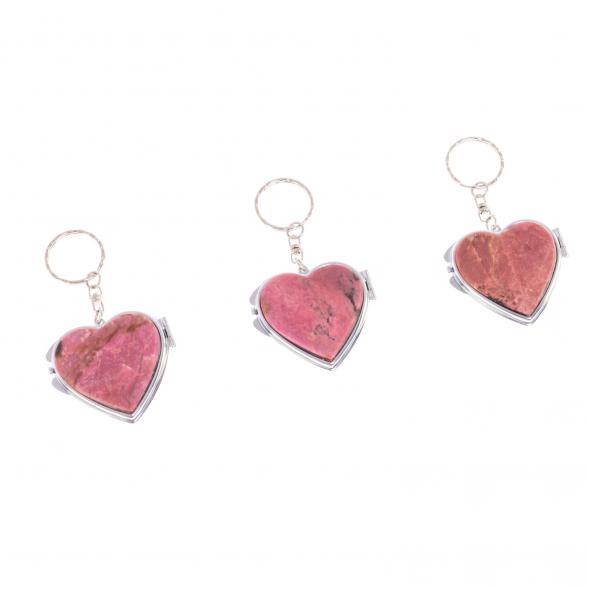 Складное зеркало брелок из родонита Сердце 126598