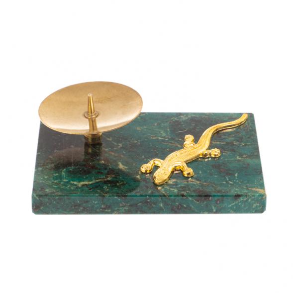 Подсвечник с ящерицей из змеевика 7,5х7,5х5 см 126523