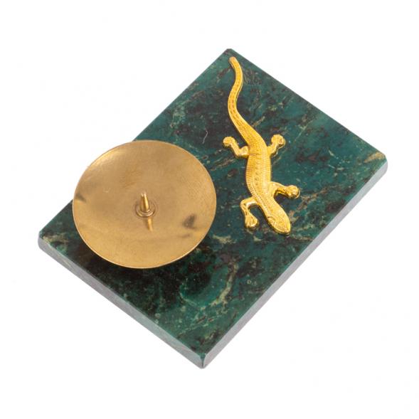 Подсвечник с ящерицей из змеевика 7,5х7,5х5 см 126523