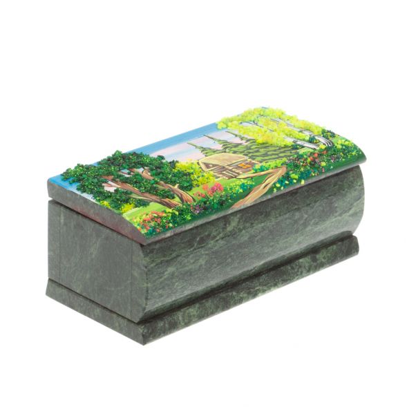 Шкатулка &amp;quot;Домик в летнем лесу&amp;quot; змеевик 15х7,5х6 см 127451