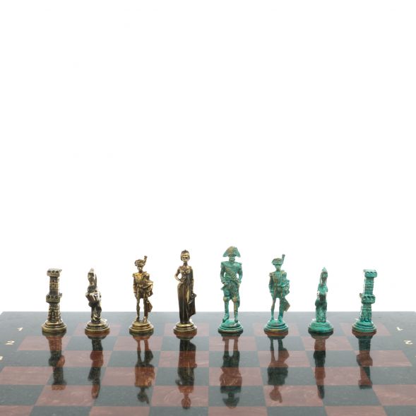 Шахматы &amp;quot;Отечественная война 1812 г. &amp;quot; фигуры бронза / патина 40х40 см лемезит 128397