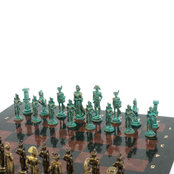 Шахматы &amp;quot;Отечественная война 1812 г. &amp;quot; фигуры бронза / патина 40х40 см лемезит 128397