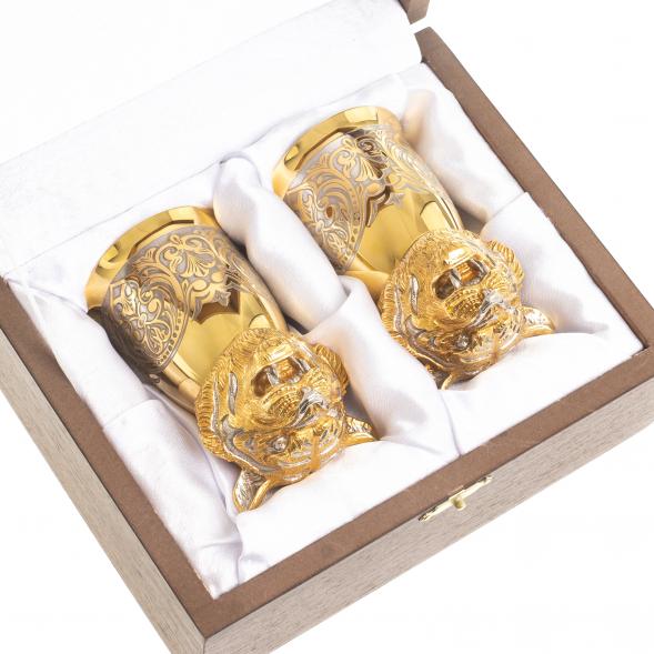 Стопки перевертыши &amp;quot;Тигр&amp;quot; 60 мл 2 шт бронза Златоуст 122949