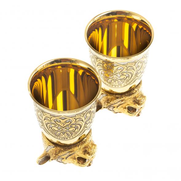 Стопки перевертыши &amp;quot;Тигр&amp;quot; 60 мл 2 шт бронза Златоуст 122949