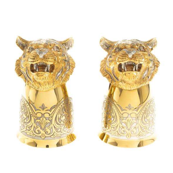 Стопки перевертыши &amp;quot;Тигр&amp;quot; 60 мл 2 шт бронза Златоуст 122949