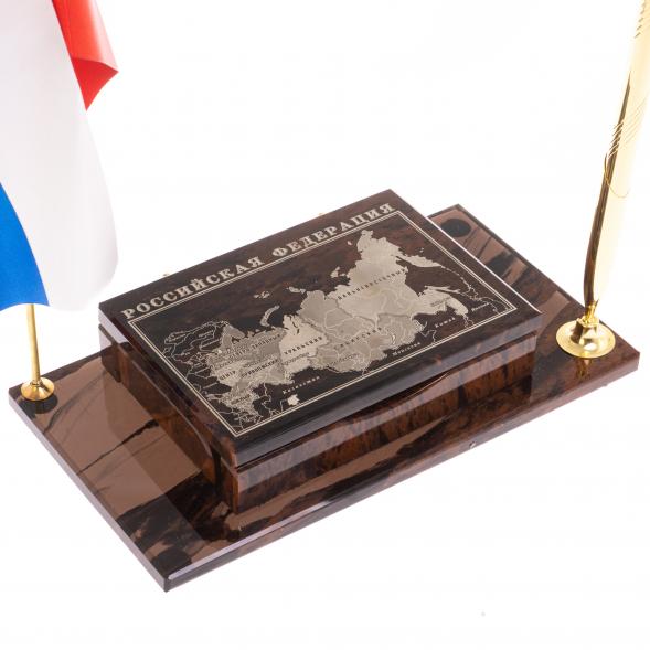 Мини-набор &amp;quot;Карта Российской Федерации&amp;quot; из коричневого обсидиана 126524