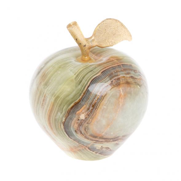 Сувенир &amp;quot;Яблоко&amp;quot; из зелено-коричневого оникса 5,1х6,3 см (2) 126899