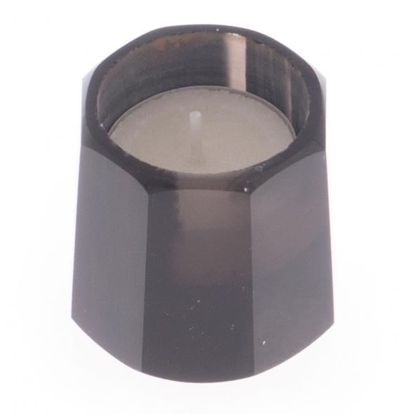 Подсвечник из обсидиана со свечой 6х6х4,5 см 122103