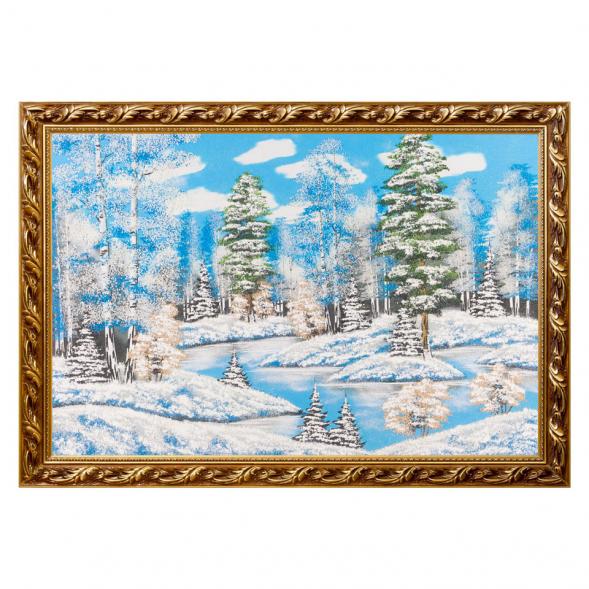 Картина &amp;quot;Зимний пейзаж&amp;quot; багет №8 50х80 см, каменная крошка 111291