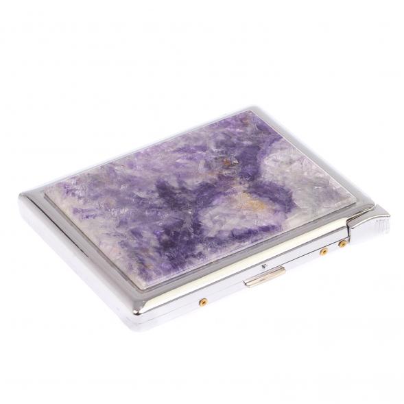 Портсигар 10 сигарет с зажигалкой камень флюорит 125073