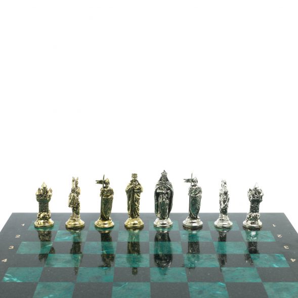 Шахматы &amp;quot;Рыцари крестоносцы&amp;quot; доска 44х44 см из змеевика 128238