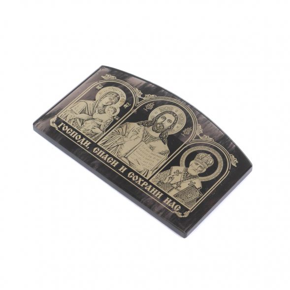 Автоикона &amp;quot;Триптих&amp;quot; из черного обсидиана 7,5х5 см 129138