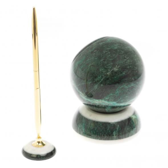 Настольные часы &amp;quot;Шар Антистресс&amp;quot; из змеевика 10,5 см с ручкой 129640