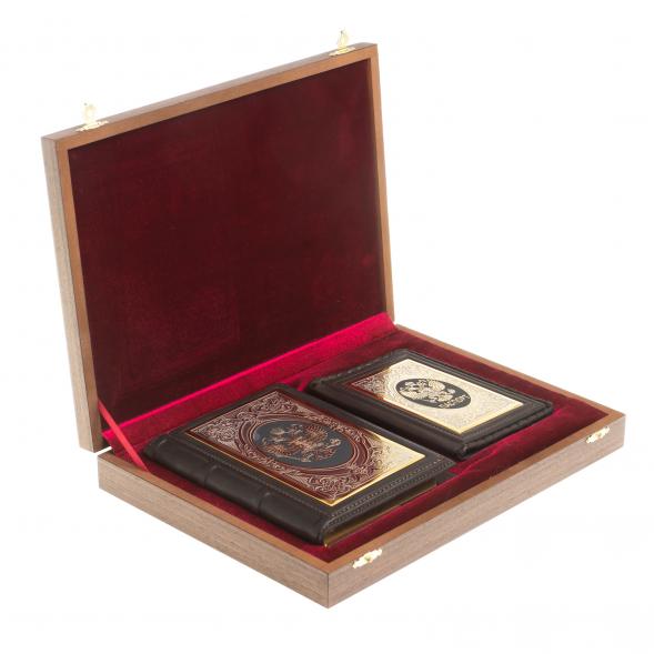 Подарочный набор &amp;quot;Документы&amp;quot; обложка для паспорта и ежедневник из коричневой кожи 122406