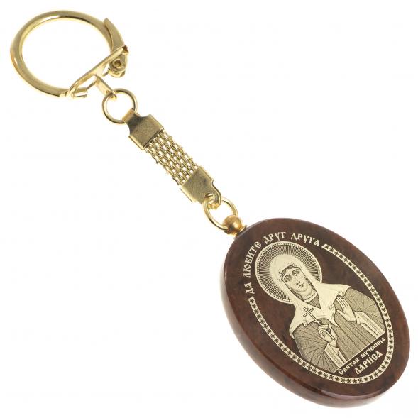 Брелок-оберег с молитвой &amp;quot;Св. мученица Лариса&amp;quot; камень обсидиан 123094