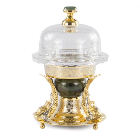 Икорница &amp;quot;Три рыбки&amp;quot; нефрит  Златоуст 113829