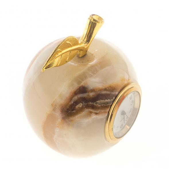 Часы «Яблоко» из бежевого оникса 5×6 см (2) 124640