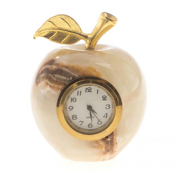 Часы «Яблоко» из бежевого оникса 5×6 см (2) 124640