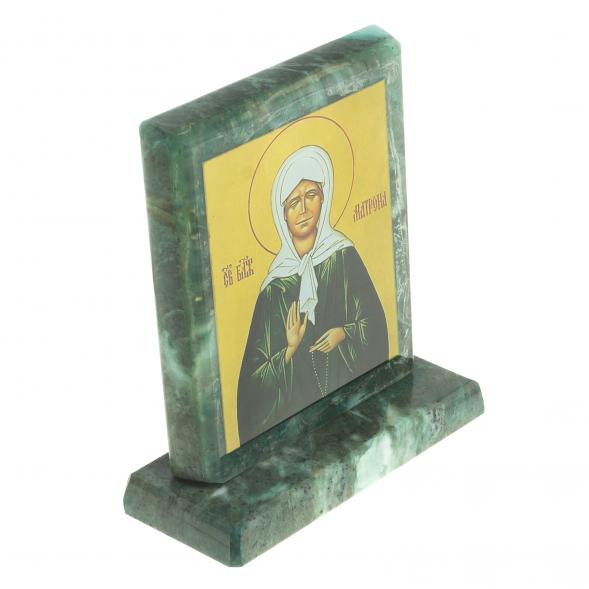 Икона настольная &amp;quot;Св. Матрона Московская&amp;quot; камень змеевик 11,5х4,5х12 см 123189
