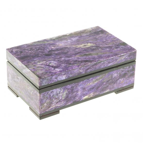 Каменная шкатулка из чароита 10х6х4 см 123995