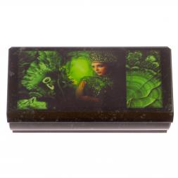 Шкатулка с иллюстрацией "Хозяйка медной горы" черный змеевик 14х7х5 см