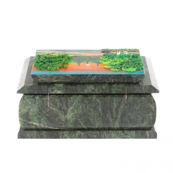 Шкатулка с рисунком &amp;quot;Лето&amp;quot; из змеевика 16х12х7,5 см 127135