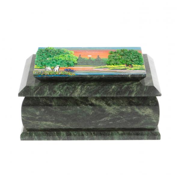 Шкатулка с рисунком &amp;quot;Лето&amp;quot; из змеевика 16х12х7,5 см 127135