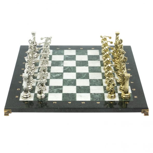 Шахматы &amp;quot;Олимпийские игры&amp;quot; доска 44х44 см из мрамора и змеевика 128239