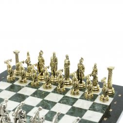 Шахматы "Олимпийские игры" доска 44х44 см из мрамора и змеевика