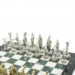 Шахматы "Олимпийские игры" доска 44х44 см из мрамора и змеевика