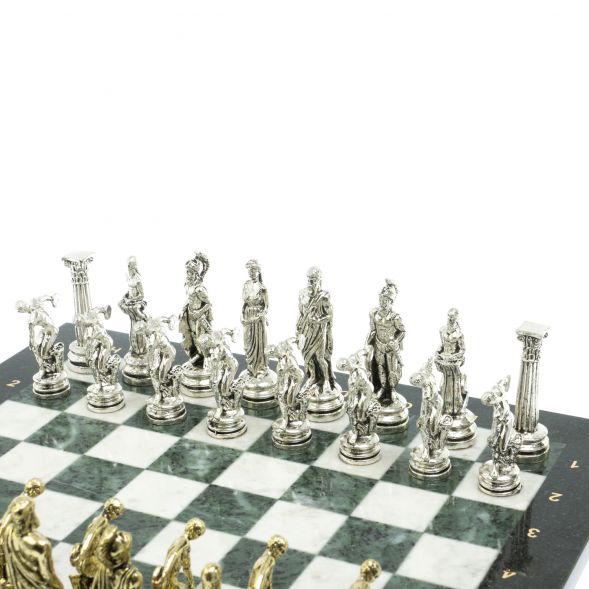 Шахматы &amp;quot;Олимпийские игры&amp;quot; доска 44х44 см из мрамора и змеевика 128239