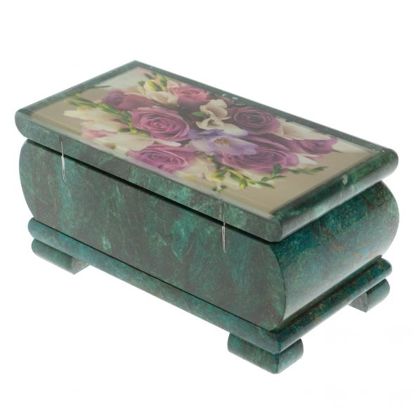 Шкатулка &amp;quot;Букет роз&amp;quot; из змеевика 16х8х7,5 см 128846