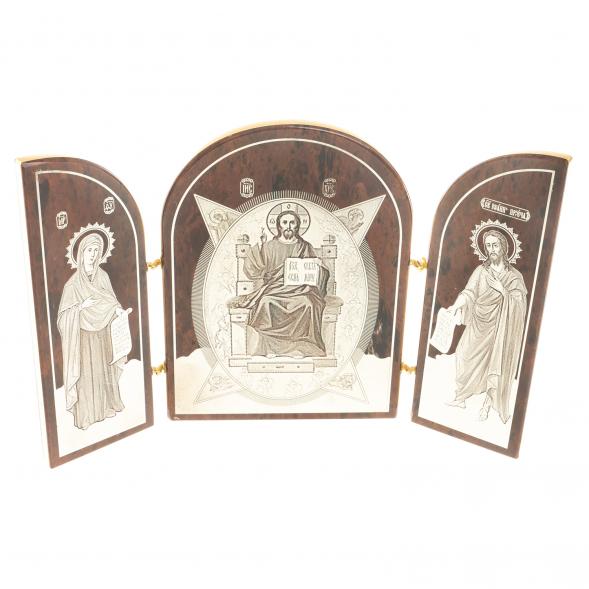 Икона складная &amp;quot;Святые&amp;quot; арка большая камень обсидиан 122990