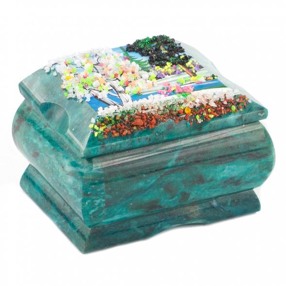 Шкатулка из камня с росписью &amp;quot;Весна&amp;quot; 8х6х5,5 см 119932